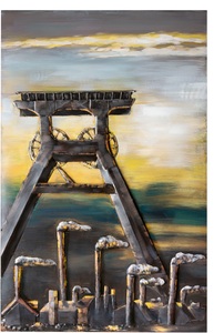 GILDE GALLERY, GILDE GALLERY Metallbild »Kunstobjekt Glück Auf«, Landschaft, (1 St.), handgearbeitetes Bild, 80x120 cm, aus Metall, Motiv Zeche, Wohnzimmer, GILDE GALLERY Metallbild »Kunstobjekt Glück Auf«, Landschaft, (1 St.)
