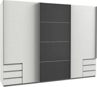 Wimex, Wimex Schwebetürenschrank »Valencia«, Livetastic Schwebetürenschrank in graphitfarben, weiss , Valencia B: 270 CM Weiss , Metall , 3 Fächer , 6 Schubladen , 270x210x65 cm , Dekorfolie,Dekorfolie,Nachbildung,Nachbildung , In verschiedenen Grössen erhältlich , 001787052205