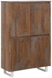 HOME AFFAIRE, Home affaire Highboard »Lagos«, aus schönem massivem Kiefernholz, mit weiss lackiertem Beingestell, Home affaire Highboard »Lagos«, Stauraumschrank aus massivem Kiefernholz, Breite 90 cm