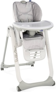 CHICCO, Hochstuhl Polly 2 Start Happy Silver, CHICCO® 3-in-1-Hochstuhl Polly2Start happy silver