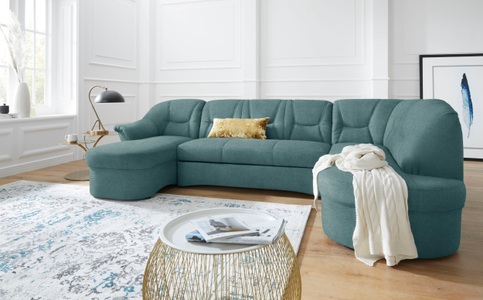 DOMO collection, DOMO collection Wohnlandschaft »Sarafina«, wahlweise mit Bettfunktion, optional mit Federkern, DOMO collection Wohnlandschaft »Sarafina, zeitlos und komfortabel, optional mit Federkern, U-Form« wahlweise mit Bettfunktion