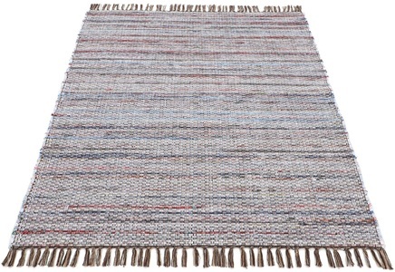 carpetfine, carpetfine Teppich »Kelim Chindi«, rechteckig, 6 mm Höhe, Flachgewebe Wendeteppich mit Fransen, Wohnzimmer, carpetfine Teppich »Kelim Chindi, Wendeteppich«, rechteckig, 6 mm Höhe, handgewebt, Fleckerlteppich mit Fransen, auch vielen in Läufergrössen