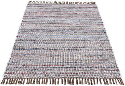 carpetfine, carpetfine Teppich »Kelim Chindi«, rechteckig, 6 mm Höhe, Flachgewebe Wendeteppich mit Fransen, Wohnzimmer, carpetfine Teppich »Kelim Chindi, Wendeteppich«, rechteckig, 6 mm Höhe, handgewebt, Fleckerlteppich mit Fransen, auch vielen in Läufergrössen