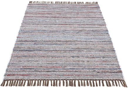 carpetfine, carpetfine Teppich »Kelim Chindi«, rechteckig, 6 mm Höhe, Flachgewebe Wendeteppich mit Fransen, Wohnzimmer, carpetfine Teppich »Kelim Chindi, Wendeteppich«, rechteckig, 6 mm Höhe, handgewebt, Fleckerlteppich mit Fransen, auch vielen in Läufergrössen