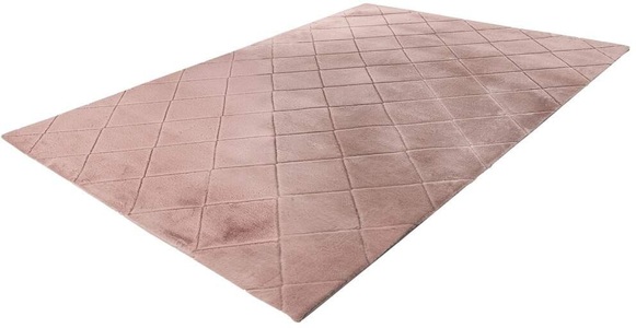 Carpet City, Carpet City Hochflor-Teppich »Moment«, rechteckig, 31 mm Höhe, Modern Einfarbig, 3D-Raute-Optik, Wohnzimmer, Carpet City Hochflor-Teppich »Moment«, rechteckig, 31 mm Höhe, besonders weich, Kaninchen Fell Haptik, 3D-Effekt, Rauten, Wohnzimmer