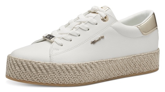 TAMARIS, Tamaris Plateausneaker, mit Textilkordel am Plateau, Tamaris Plateausneaker, Freizeitschuh, Halbschuh, Schnürschuh mit Textilkordel am Plateau
