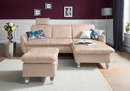 SIT&MORE, sit&more Ecksofa, sit&more Ecksofa »Daytona L-Form« mit Federkern, einer Kopfstütze und wahlweise mit Bettfunktion