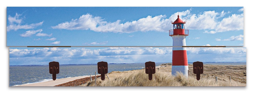 Artland, Artland Garderobenpaneel »Leuchtturm Sylt«, Artland Garderobenleiste »Leuchtturm Sylt«, teilmontiert