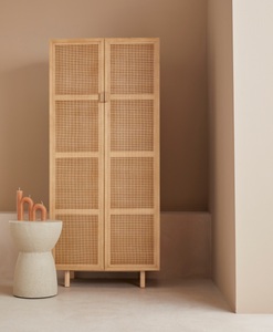 LeGer Home by Lena Gercke, LeGer Home by Lena Gercke Highboard »Lina«, Mit Rattan Einsatz, 4 Innenfächer, teilmassiv, 