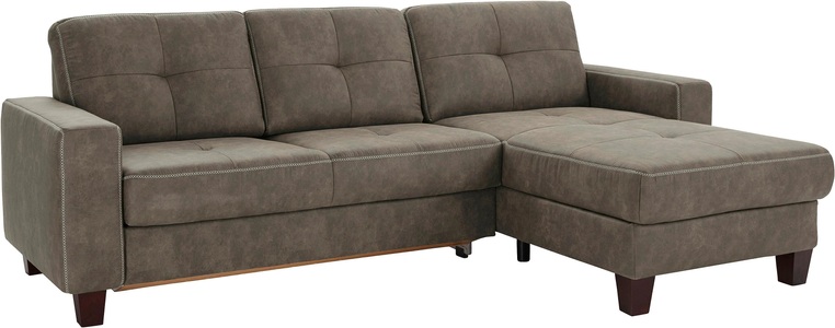 PLACES OF STYLE, Places of Style Ecksofa »Casoria«, Recamiere wahlweise mit elektrischer Relaxfunktion, 2-Sitzer-Element optional mit Vorziehsitz und Bettkasten, Bezug mit Kreuznaht, inkl. Federkern-Polsterung