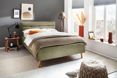 undefined, Bett LOTTE 140x200cm furniert / stoff grün