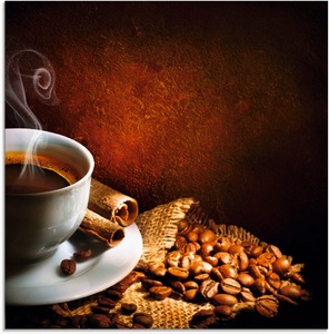Artland Glasbild »Kaffeetasse mit Kaffebohnen«