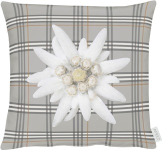 Schubiger, Kissenhülle Edelweiss, Grau-Weiss 46x46 cm, APELT Dekokissen »Fanni«, Kissenhülle ohne Füllung, 1 Stück