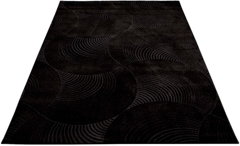 Carpet City, Carpet City Teppich, rechteckig, Kurzflor Wohnzimmer, 3D-Optik, für Schlafzimmer, Flur, Carpet City Teppich »Friseé-Teppich FANCY 647«, rechteckig, 12 mm Höhe, Kurzflor,3D-Optik,Kreisförmiges Muster, Wohnzimmer,Schlafzimmer