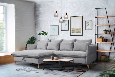 exxpo - sofa fashion, exxpo - sofa fashion Ecksofa »WALPY«, L-Form, wahlweise mit Bettfunktion und Bettkasten, in Cord, exxpo - sofa fashion Ecksofa »WALPY, elegant & modern, bequem, schmale Armlehnen, Breite 274cm« L-Form, wahlweise mit Bettfunktion und Bettkasten, in Cord