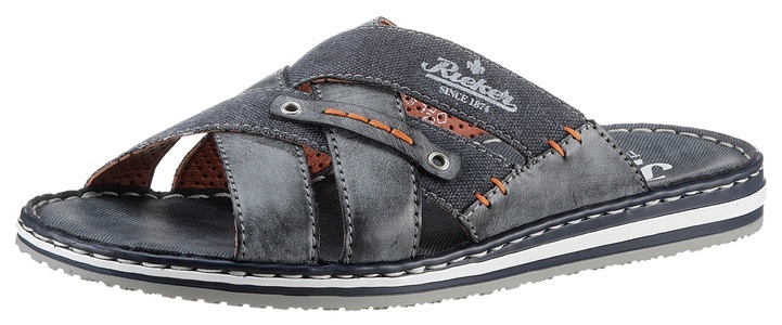 Rieker, Rieker Pantolette, Rieker Pantolette, Sommerschuh, Schlappen, Poolslides, mit kontrastfarbener Rahmennaht