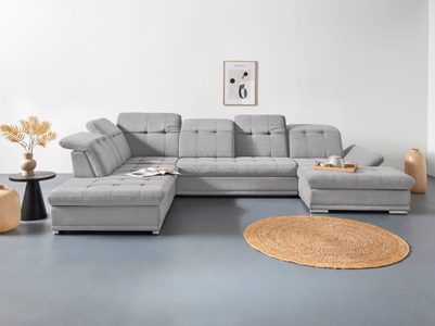 COTTA Wohnlandschaft »Holiday U-Form«, Sitztiefenverstellung, wahlweise mit Bettfunktion inkl. Bettkasten