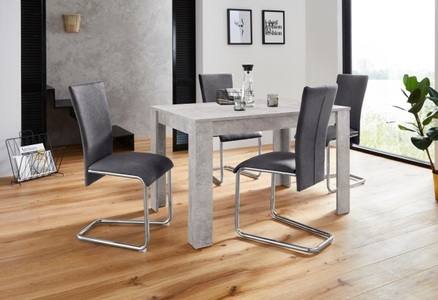 HOMEXPERTS, Homexperts Essgruppe »Nick2-Mulan«, (Set, 5 tlg.), mit 4 Stühlen, Tisch in Beton-Optik, Breite 120 cm, Homexperts Essgruppe »Nick2-Mulan«, (Set, 5 tlg.), mit 4 Stühlen, Tisch in Beton-Optik, Breite 120 cm