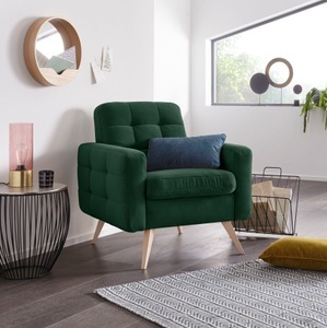 exxpo - sofa fashion, exxpo - sofa fashion Sessel, exxpo - sofa fashion Sessel »Nappa, Loungesessel, aktuelle Rückensteppung, bequem und modern« hoher Holzfuss