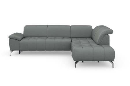sit&more Ecksofa »Cool«, wahlweise mit Kopfteilverstellung und Vorziehsitz, motorisch,mit silberfarbenen Füssen