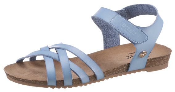 MUSTANG SHOES, Mustang Shoes Riemchensandale, mit Klettverschluss-Riemchen, Mustang Sandalette aus weichem Softmaterial für Damen himmelblau