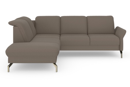 sit&more Ecksofa »Fashion«, wahlweise mit Kopfteilverstellung und Vorziehsitz, motorisch, mit satinierten Nickelfüssen
