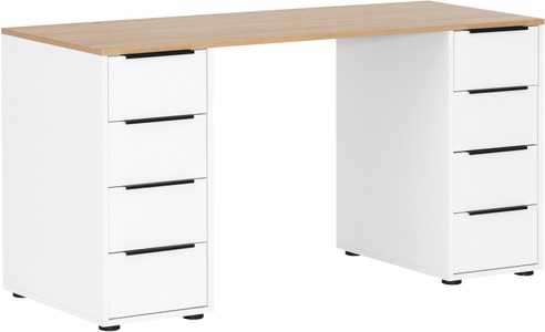 Schildmeyer Schreibtisch »Elma, Breite 140 cm«, Holzdekor mit fühlbarer Struktur, Metallbeschläge, Teilauszüge