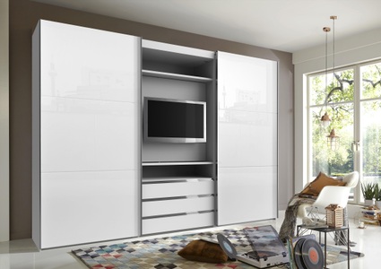 fresh to go, Fresh To Go Schwebetürenschrank mit drehbaren TV-Element, Aussentüren mit Glas, Wimex Schwebetürenschrank »Magic by fresh to go«, tolles EXTRA: mit drehbarem TV-Element, Fronten aus Glas
