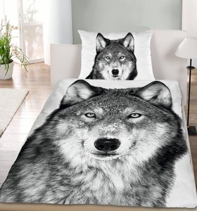 undefined, Bettwäsche mit Wolf-Motiv schwarz-weiss, 