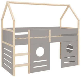 LÜTTENHÜTT, Lüttenhütt Hochbett »Janne«, aus schönem massivem Kiefernholz, Einzelbett, in einer Haus-Optik Form, inklusive praktischer massiver Holzleiter und Paneele, in verschiedenen Farbvarianten erhältlich, Liegefläche 90x200 cm, GOODproduct Hochbett »Janne« Kiefernholz, Einzelbett, inklusive Holzleiter, Liegefläche 90x200 cm