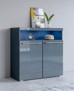 Helvetia, Helvetia Kommode »India«, Breite 91 cm, INOSIGN Kommode »India, Breite 91cm, stilvolle Anrichte mit 2 Türen und offene Fach«, Sideboard viel Stauraum, ohne Beleuchtung