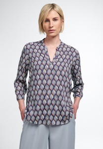 Eterna, ETERNA DREIVIERTELARM BLUSE MODERN CLASSIC DUNKELBLAU BEDRUCKT, 