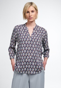 Eterna, ETERNA DREIVIERTELARM BLUSE MODERN CLASSIC DUNKELBLAU BEDRUCKT, 