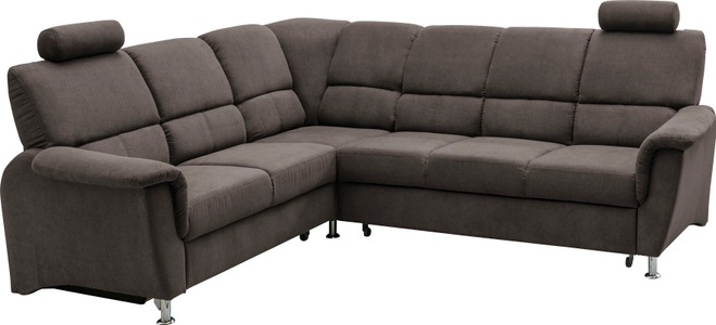HOME AFFAIRE, Home affaire Ecksofa »Pisa«, mit Bettfunktion und Bettkasten, Home affaire Ecksofa »Pisa L-Form, mit Schlaffunktion, Stauraum, 2x höhenverstellbare«, Kopfstützen und Relaxfunktion im Eckelement