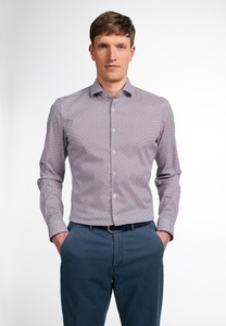 Eterna, ETERNA LANGARM HEMD SUPER SLIM PERFORMANCE SHIRT STRETCH ROT/BLAU, 