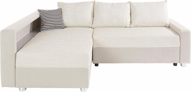 COLLECTION AB, COLLECTION AB Ecksofa, inklusive Bettfunktion, Bettkasten und Federkern, wahlweise mit RGB-LED-Beleuchtung und USB-Port, Inklusive seitlichem Regalboden, Ottomane links oder rechts montierbar, COLLECTION AB Ecksofa »Relax L-Form« inklusive Bettfunktion, Federkern, wahlweise mit RGB-LED-Beleuchtung