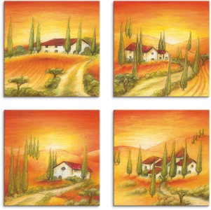 Artland, Artland Leinwandbild »Toskanisches Dorf I, -II, -III, -IV«, Artland Leinwandbild »Toskanisches Dorf I, -II, -III, -IV«, Europa, (4 St.), 4er Set, verschiedene Grössen