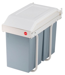 Hailo, Einbau-Mülleimer 28 l Hailo Multi-Box Duo L (B x H x T) 262 x 505 x 448 mm Grau, Weiß 1 St., Hailo Einbau-Mülltrennungs-System Multi-Box duo L, 2 x 14 l, ausfahr- und aufnahmebereit