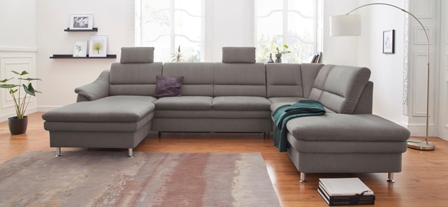 SIT&MORE, sit&more Wohnlandschaft, sit&more Wohnlandschaft »Cardoso U-Form« mit Federkern und Kopfstützen, mit Bettfunktion und Relaxfunktion