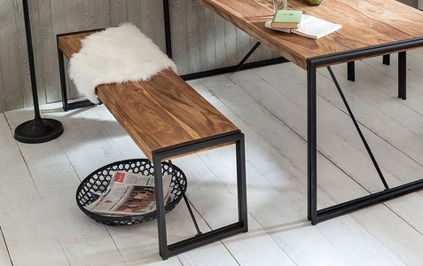 mutoni living, Holzbank Natural Factory natur antikschwarz 160x38, Holzbank Kuba Vintage natur 160x38