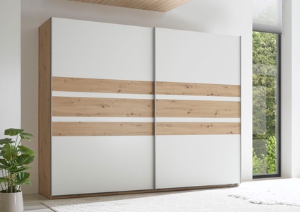 Livetastic, Livetastic Schiebetürenschrank in weiss, eiche artisan , Catania , Holzwerkstoff , 3 Fächer , 270x210x60 cm , lackiert,Dekorfolie,Nachbildung , 002522038001, Livetastic Schiebetürenschrank in weiss, eiche artisan , Catania , Holzwerkstoff , 3 Fächer , 270x210x60 cm , lackiert,Dekorfolie,Nachbildung , 002522038001