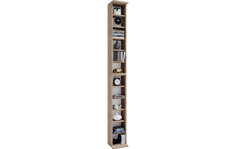 VCM, Holz CD DVD Stand Aufbewahrung Standregal Bücherregal Deko Regal Bigol Holz CD DVD Stand Aufbewahrung Standregal Bücherregal Deko Regal Bigol, VCM - Holzregal stehend | platzsparender CD Schrank für 204 CDs oder 72 DVDs Maße: H. 180 x B. 21 T. 20 cm Elegantes DVD Regal Blu-Ray Regal, One Size, Sonoma-Eiche