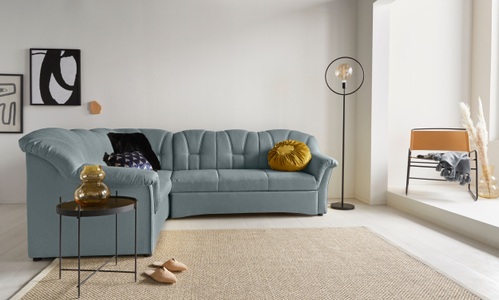 DOMO collection, DOMO collection Ecksofa, DOMO collection Ecksofa »Papenburg B/T/H: 242/190/84 cm L-Form«, wahlweise mit Bettfunktion, Langer Schenkel links oder rechts