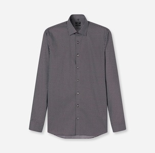 Olymp, OLYMP Langarmhemd "No 6 six" super slim, gemustert, Businesshemd, Modern Kentkragen