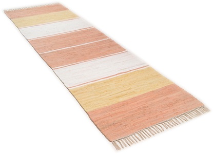 Theko®die Markenteppiche, Handwebteppich Walter Theko®die Markenteppiche Beige, THEKO Läufer »Stripe Cotton«, rechteckig, 5 mm Höhe, Handweb Flachgewebe, reine Baumwolle, handgewebt, mit Fransen