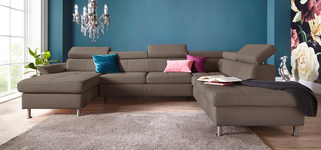 exxpo - sofa fashion, exxpo - sofa fashion Wohnlandschaft, inkl. Kopf- bzw. Rückenverstellungwahlweise mit Bettfunktion und Bettkasten, exxpo - sofa fashion Wohnlandschaft »Maretto, bequem und komfortabel, viel Platz, Breite 330cm, U-Form« inkl. Kopfteilverstellung für mehr Sitzkomfort, wahlweise Bettfunktion