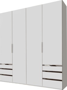 fresh to go, home24 Drehtuerenschrank Level 36A, MID.YOU Drehtürenschrank in weiss , Level 36A 200Cm Weiss , Metall, Kunststoff , 2 Fächer , 6 Schubladen , 200x216x58 cm , Dekorfolie,Nachbildung , 001787042501
