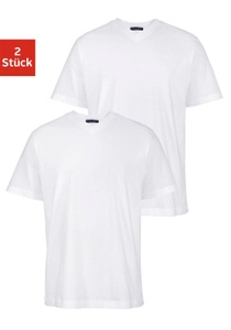Schiesser, Schiesser V-Shirt weiss (2 Stück), Shirt kurzarm Jersey 2er-Pack V-Ausschnitt weiß - American T-Shirt M
