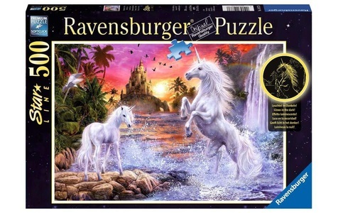 Ravensburger, Puzzle Einhörner am Fluss, Puzzle EINHÖRNER AM FLUSS ? GLOWS IN THE DARK 500-teilig
