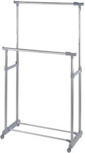 Wenko, Wenko - Kleiderständer Twin Bars, höhenverstellbar, 4 Rollen, WENKO Kleiderständer »Modell Twin Bars«, Garderobenständer mit 2 Stangen, höhenverstellbar, mit 4 Rollen
